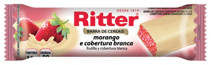 CAIXA CEREAL RITTER MORANGO E COBERTURA CHOCOLATE BRANCO 24X25G